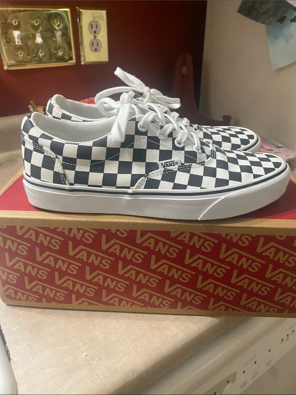 Vans Men’s Checkerboard Low-Top Sneakers - Black & White